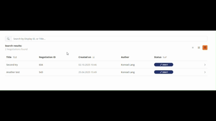 Negotiation ID and Search for title text